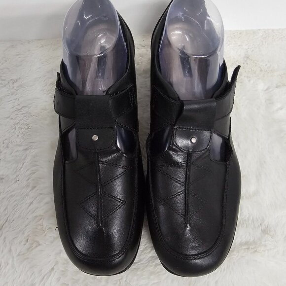 Thom McAn Hilliard Black Leather Wedge Mary Janes Size 10W - Picture 6 of 14